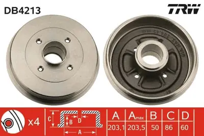 TRW DB4213 Arka Fren Kampanası Laguna 1,6 16v,1,8 16v,2,0 16v,2,0,1,9tdı (93 01) 1,9 Dcı 01> 7700840711, 7700820816