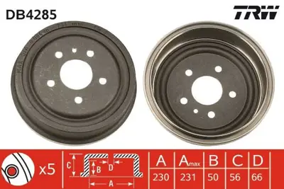 TRW DB4285 Arka Fren Kampanası Vectra B Zafıra 1,6 2,0d 16v 97> 90538928