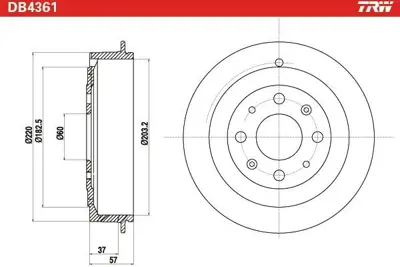TRW DB4361 Arka Fren Kampanası Arka Punto 2012 Punto Evo 2009-2012-Adam 2013 Corsa D 2006 55704050, 568269