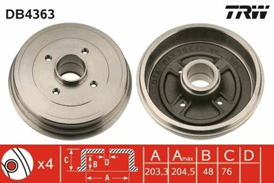TRW DB4363 Arka Kampana Clıo Iıı 05 Modus 04 Rulmansız 8200276843