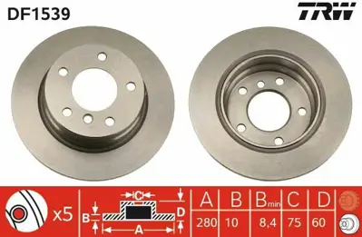 TRW DF1539 Fren Diski Arka Bmw E36 91>98 E46 97>05 6864051