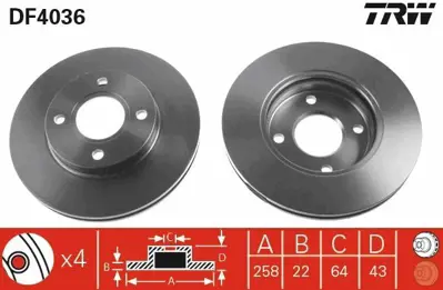 TRW DF4036 On Fren Disk Aynasi Focus I 98>04 Fiesta V 00>08 Fusion 02>12 Ford Ka 1 6 03>08 Mazda Ii 1 2 - 1 4 - 1 6 03> 98AX1125B1F