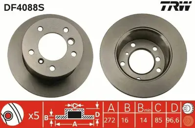 TRW DF4088S Fren Dıskı Arka Sprınter 96> Lt28 Lt46 Lt35 96> G-Class W461 09> W463 11> 2D0501203