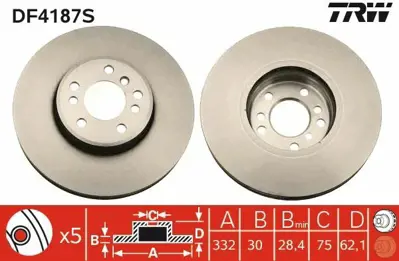 TRW DF4187S Fren Dıskı On Havalı Bmw  X3 E83  X5 E53 34116756045