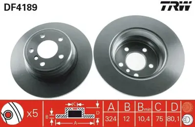 TRW DF4189 Fren Dıskı Arka Bmw X5 E53 00>06 34211164911