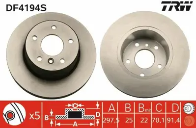 TRW DF4194S Fren Diski Ön Dıscovery 98>04 Havalı 297mm SDB000380