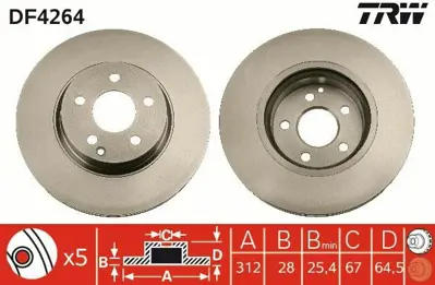 TRW DF4264 Fren Dıskı On C219 05>10 W211 02>08 S211 03>09 2114210912