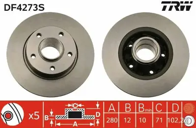 TRW DF4273S Arka Fren Aynası (Dıskı) Trafıc Iı Vıvaro Iı Prımastar 1,9dcı - 2,0dcı (5 Bıjon) 4320600QAB