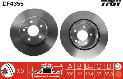 TRW DF4355 Fren Dıskı Arka W202 97>00 W203 00>07 S203 01>07 W210 97>02 S210 97>03 2104230812