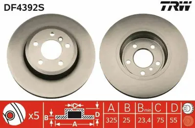 TRW DF4392S Fren Dıskı On Bmw X3 E83 04>10 34113400151
