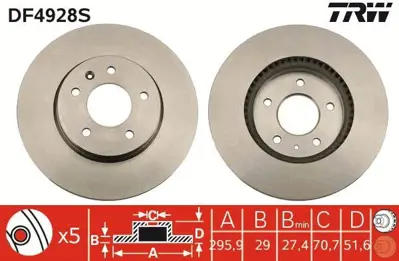 TRW DF4928S Fren Diski Ön 20955857, 4801850, 4808848, 96625948