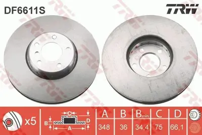 TRW DF6611S Bmw:  5 (F10), 5 Gran Turismo (F07), 5 Touring (F11), 6 Convertible (F12), 6 Coupe (F13), 6 Gran Cou 6785669