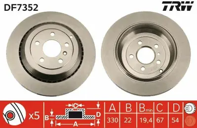 TRW DF7352 Fren Dıskı Arka 4-Matic X164 06>12 W251 07>14 W164 05>11 1644230612, 1644231112, 1644231312, A1644230612, A1644231112, A1644231312, 1643231312S, 1644231312S, YH20398