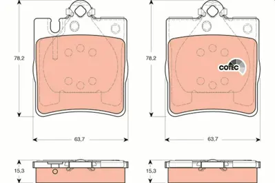 TRW GDB1421 Arka Balata Mercedes W203 02-2.07 S203 02-8.07 Cl203 01-6.11 C209 02-09 R171 04-11 A0054201920