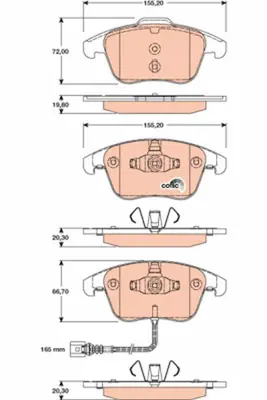 TRW GDB1762 On Fren Balatasi Tiguan 07>18 Passat 13> Alhambra 10> Q3 11>18 5N0698151, 5N0698151A, 5N0698151B, 7N0698151, 5N0698151C, 3C0698151D, 5K0698151A, 3C0698151, 1K0698151, 1K0698151C