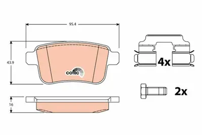 TRW GDB1786 Fren Balatası Arka A4154210410, 4154210410, 440604876R, 440606267R, 7701209869, 4406000Q3B, 4406000Q3E, 440602605R, 4154210400, 8660004431