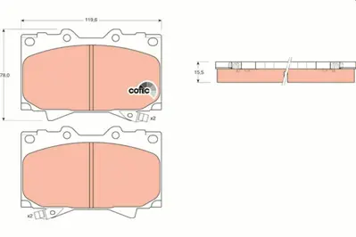 TRW GDB3197 On Fren Balatasi Landcruiser Td 4 2 4 7 98>08 Lexus 01>08 04465-60120