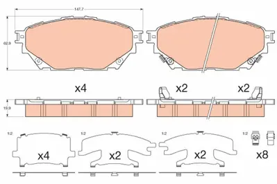 TRW GDB3611 Fren Disk Balata On - Arka Uzun Sase 8li Mitsubishi Fuso Canter Fe859 12> Euro5 Tfb75 Tfb85 Temsa Prestij 10> MK585738, MK585739, MK585740, MK585812, MK585813, MK585933, ML252415, ML252416, ML225279, 41060HJ00L