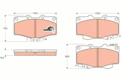 TRW GDB797 On Fren Balatası Toyota Hılux 1988-2000 Ln 106 4x4 2009-> Landcruıser 1996-> 449135171, 449135190, 449135210, 449135240, 449135241, 449160070, 449160080, 449160090, 446535031, 446535040