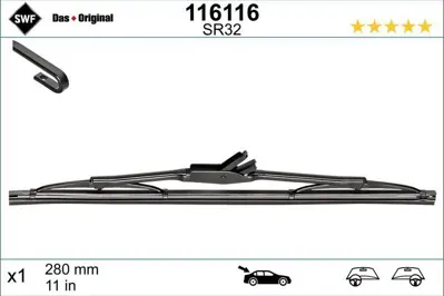 VALEO 116116 Arka Silecek Supurgesı Focus Iı 03>11 Focus Iı C Max 04>11 Polo Iı Lada Nıva Olcu: 280mm (Swf) 1476921