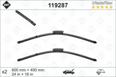 VALEO 119287 Silecek Supurgesı (X2) 600   400mm Muz Tıp Megane Iıı Fluence Ds3 (Swf) 1211100, 1272004, 1272005, 1272010, 1272011, 1272013, 1272026, 1272027, 1272028, 1272102
