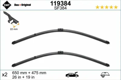 VALEO 119384 On Silecek Supurgesı (X2) - (Muz Tıpı) Focus Iı 03>08 C Max 04>10 Olcu: 650 - 475mm (Swf) 1680479