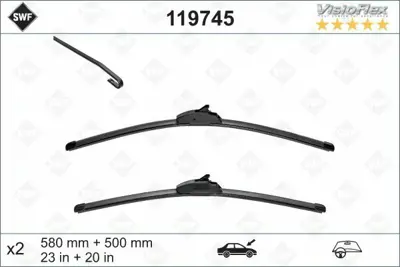 VALEO 119745 Silecek Supurgesı Flat Blade Klasık(X2)(580+500)bmw 3 Serı 1027316, 1105323, 1272023, 1272032, 12778383, 13227422, 13277083, 151263151265, 1515059, 1515085
