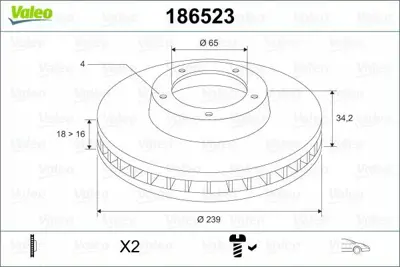 VALEO 186523 On Fren Aynasi Diski Polo 1 0 1 3 1 4 1 6 1 9d 94> Polo Classic 1 4 1 9d 95> 6N0615301F