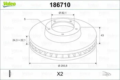 VALEO 186710 On Fren Disk Aynasi Transit V347 06>14 O Ceker Hava Sogutmali Olcu: (280×28) 2C161125AA