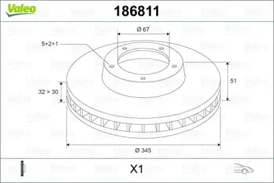 VALEO 186811 Fren Dıskı On Ml-Class W163 98>05 A1634210312, A1634210512, 1634210312, 1634210512, 230842, A163421031264, 163421031264, A09760611, 7076786, 76786