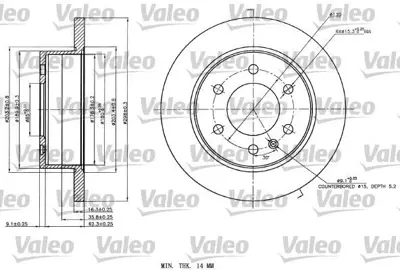 VALEO 187142 Fren Diski Arka X1 Mb Sprinter 906 3t-3.5t 2006 - 9064230012, A9064230012