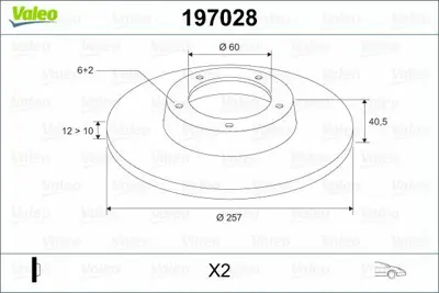 VALEO 197028 Fren Diski Ön X2 Fıat Grande Punto 199 10-2005 1.2 İ. 1.3 Mjtd. 1.4 Mpi. 1.4 İ 55700918, 569022