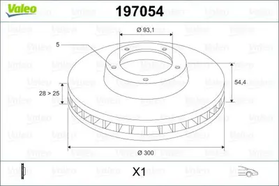 VALEO 197054 Fren Dıskı Ön 8C1V1125AA