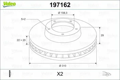 VALEO 197162 Fren Diski Ön X2 Suzukı Grand Vitara 98 - 06 1.6i . 2.0 Hdi . 2.0 Td . 2.0i. 2.5i. 2.7i 5521165D13