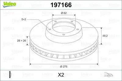 VALEO 197166 On Fren Aynasi Havali Toyota Lexus Es 90-97 Avensis Verso 00-09 Camry 90-96 Previa 00-06 (275×5) 4351244021