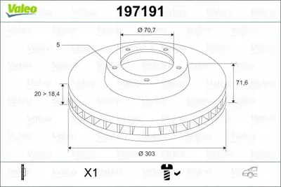 VALEO 197191 Fren Diski Arka X1 Chevrolet Captiva 2006 2.0vcdı. 3.2v6. Opel Antara 10-2006 20968395, 96625873