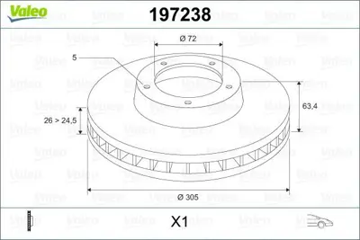 VALEO 197238 On Fren Diski Jeep Renegade Suv 1.4 1.6 2.0 Crd 4×4 14> Alfa Romeo 159 05>11 Giulietta 10> 500×14> Compass 16> 52098672