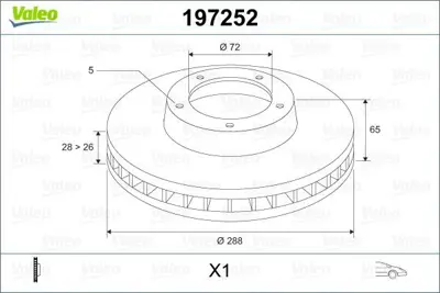 VALEO 197252 Fren Diski Ön X1 Jeep Cherokee Kj 01-08 52128247AA