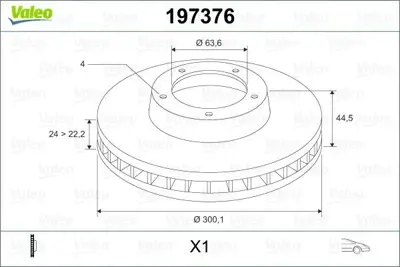 VALEO 197376 On Fren Dısk Aynası Mondeo Iıı 1,8 - 2,0 - 2,2 00>07 Jaguar X Type 01>09 Olcu (300 X 24 X 5 Bıjon)  1321488