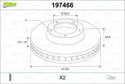 VALEO 197466 Fren Diski Ön X2 Hyundaı İ10 Ind 12-2007 5171207700, 51712B9000