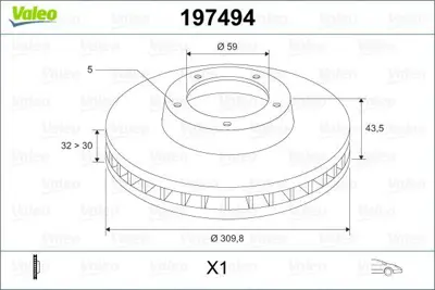 VALEO 197494 Fren Dıskı (Ön) (X1) Cıt C2, Peug 807 1355376088, 4249H3