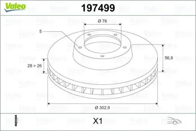 VALEO 197499 On Fren Aynasi Amarok (303×28mm) 10>> 2H0615301A