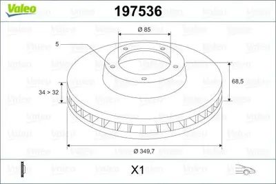 VALEO 197536 On Fren Disk Aynasi Scudo Iii Expert Iii Jumpy Iii 1 6hdi - 1 6jtd Multijet 90 01 - 07> Hava Sogutmali Olcu: (280 - 28 26mm) 7L8615302, 95535140251