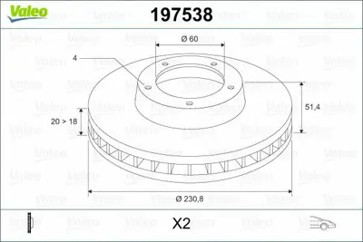 VALEO 197538 Fren Diski Ön X2 Suzukı Alto V 2009   Nıssan Pixo 2009 402064A00G, 55311M68K10