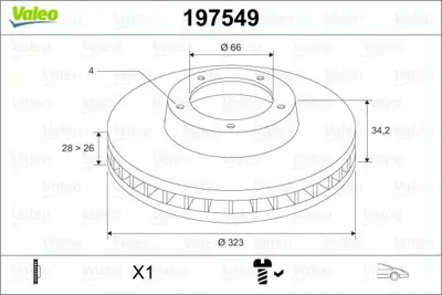 VALEO 197549 Fren Diski Ön X1 Cıtroen Ds3 2010 4249L6