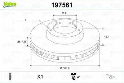 VALEO 197561 Fren Dıskı Ön 4249A3, 4249K1, 9686324780