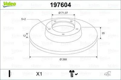 VALEO 197604 Fren Dıskı (Arka) (X2) P308 Iı - C4 Pıcasso Iı - Combo E 19> Grandland X 18> 1609582880, 3642786, 1642776380, SU001A8514, BK212A097AB, BK212A097AA, 1783910, 1764282, 13642786