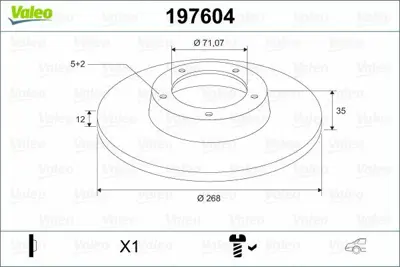 VALEO 197604 Fren Dıskı (Arka) (X2) P308 Iı - C4 Pıcasso Iı - Combo E 19> Grandland X 18> 1609582880, 3642786, 1642776380, SU001A8514, BK212A097AB, BK212A097AA, 1783910, 1764282, 13642786