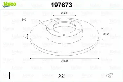 VALEO 197673 Fren Diski Arka X2 Cıtoen C4 Aırcross 04.12 Fren Diski Binek 1609901080, 4615A168