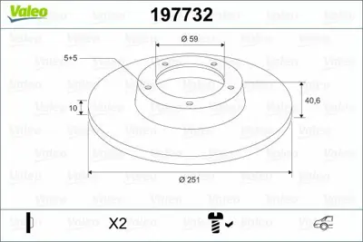 VALEO 197732 Fren Dıskı Arka Fıat 500l 0.9 1.3d 1.4 1.6d 12> Egea 15> 52067390